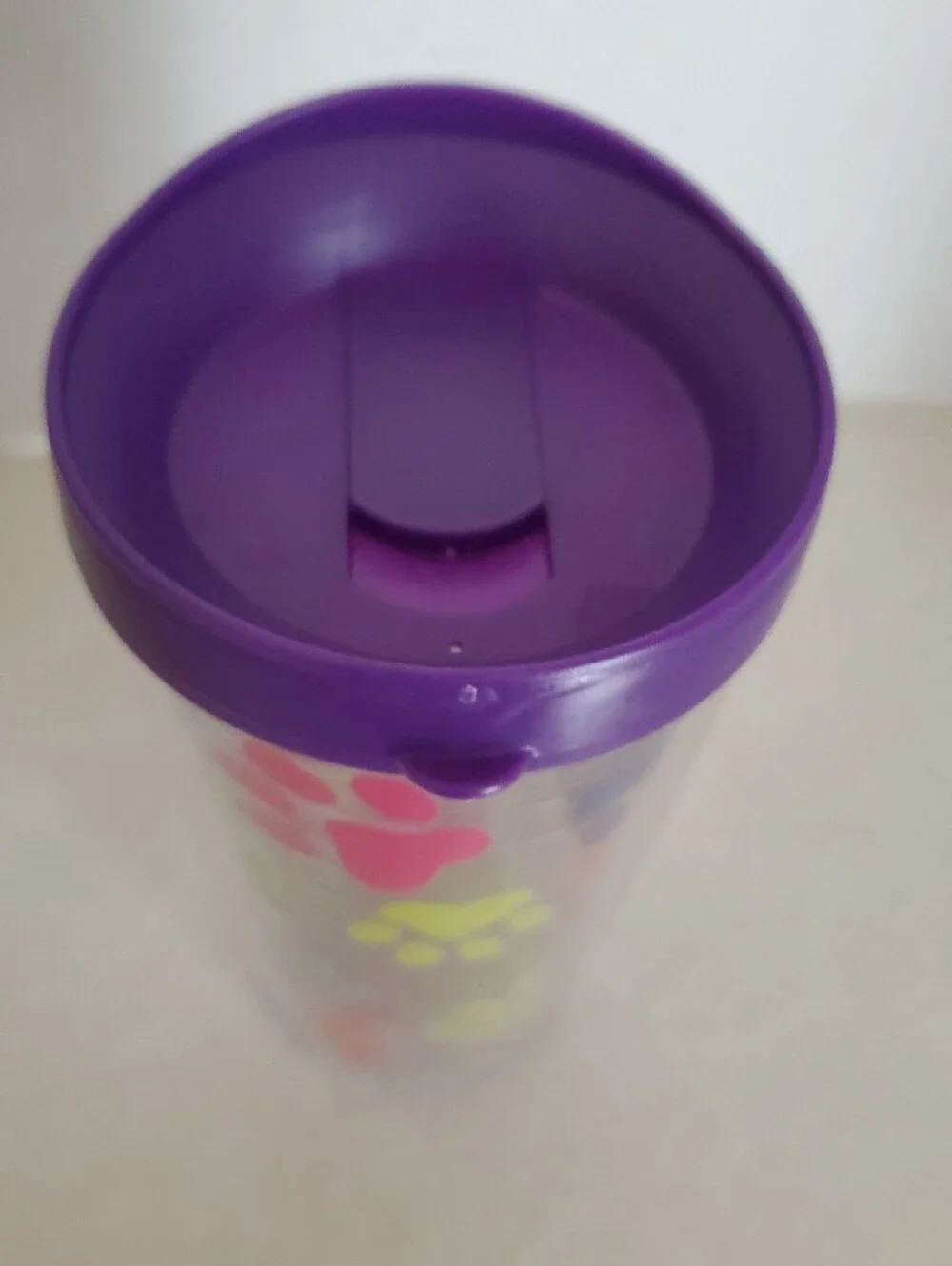 Purple-Lid Paw Print Travel Tumbler